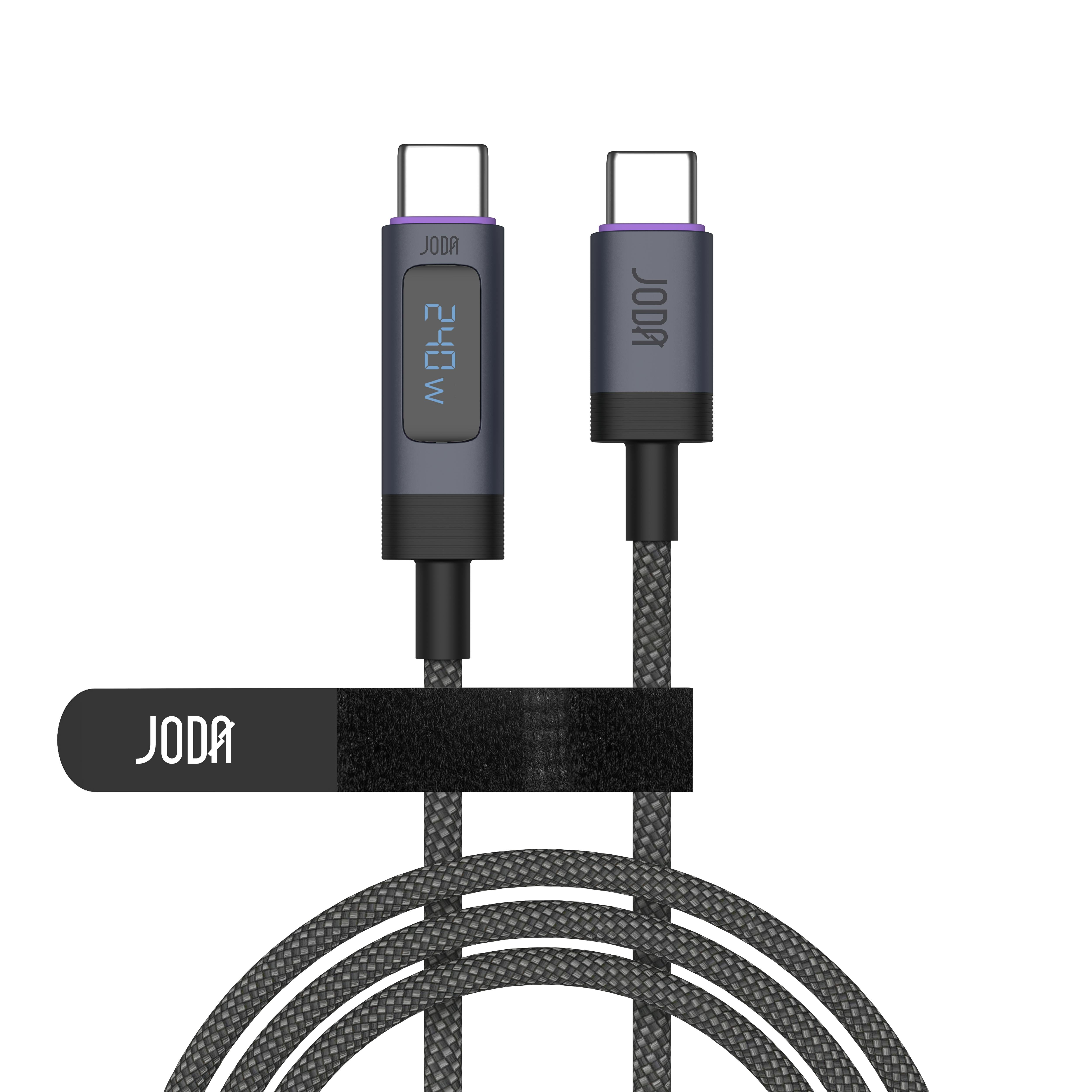 LUMEN 240 240W USB-C to C  Nylon Braided Cable with Digital Display 1.5m