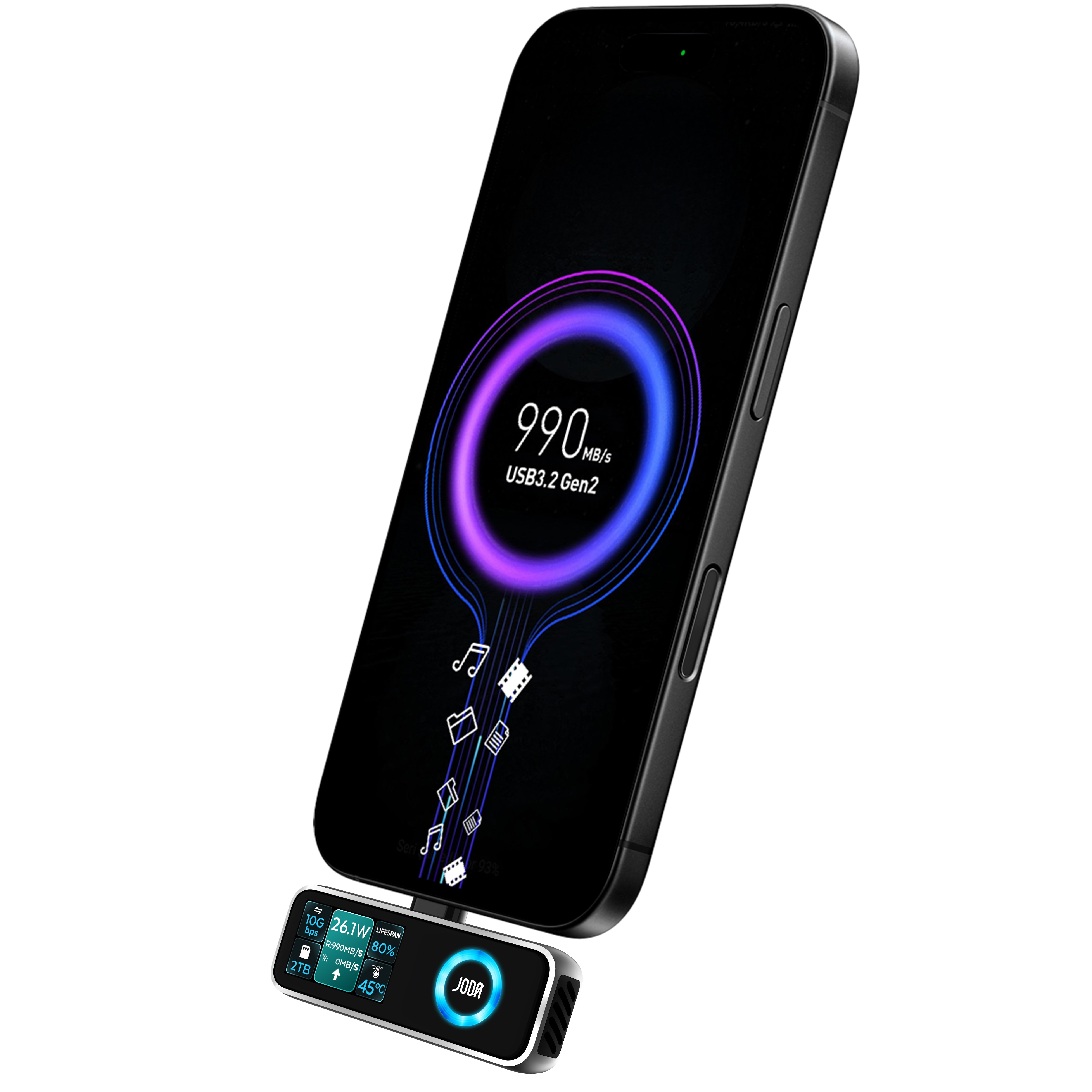 BYTE 2048 2TB Portable SSD USB-C Stoarge Hub Black